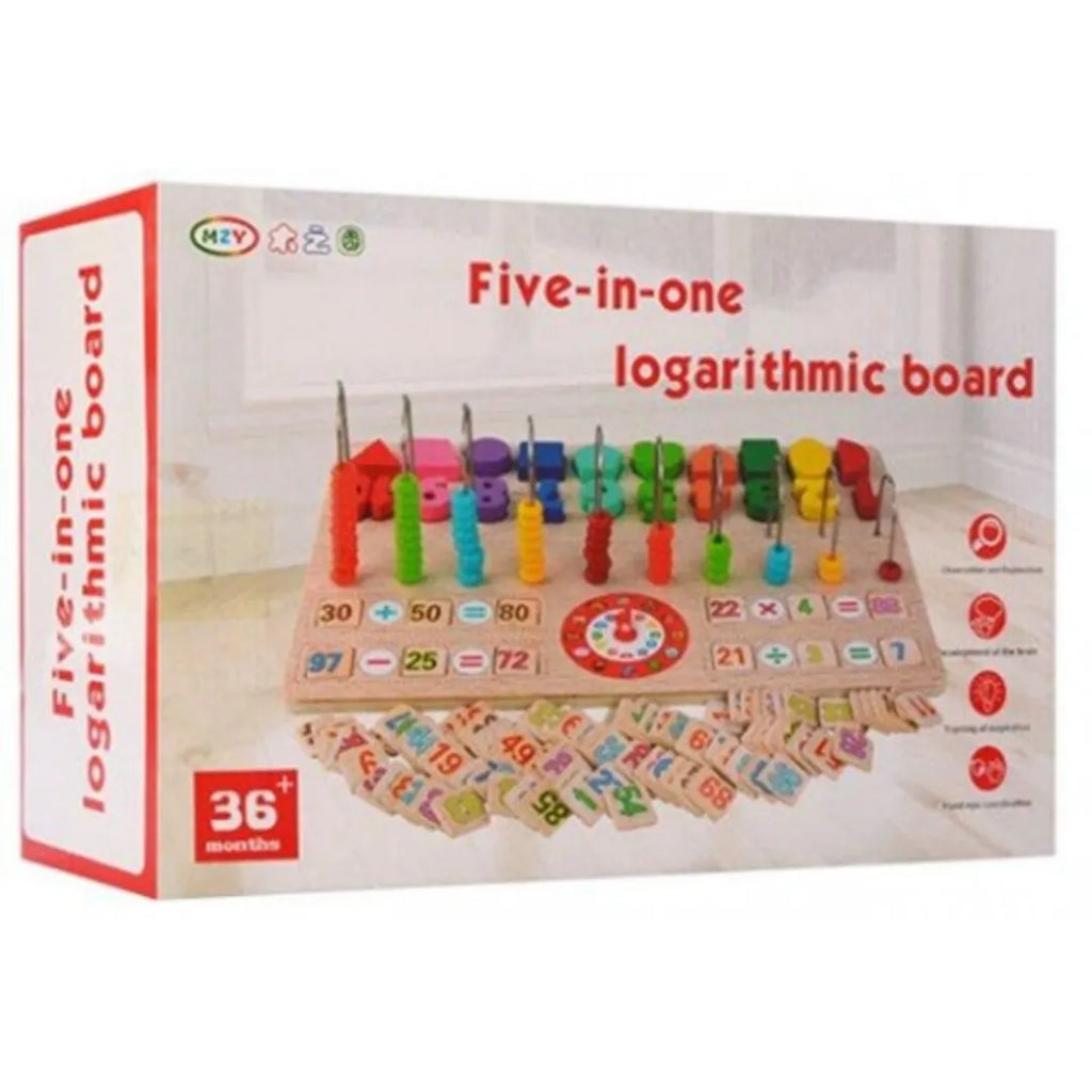 Дрвен Сет  4 вo 1 – Броеви, Саат, Форми и Математика