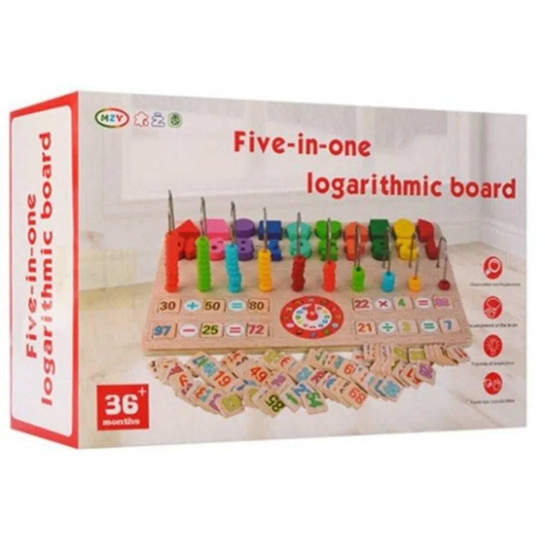 Дрвен Сет  4 вo 1 – Броеви, Саат, Форми и Математика